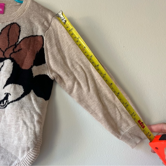 Disney Junior Minnie Mouse Sweater Girls 4T Beige Knit Pullover Long Sleeve Top - Picture 5 of 7